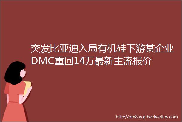 突发比亚迪入局有机硅下游某企业DMC重回14万最新主流报价